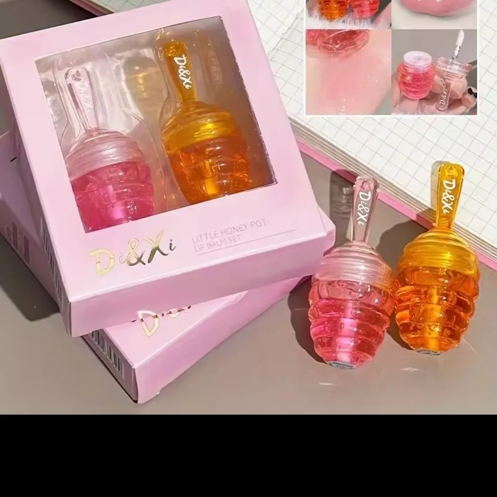 Little Honey Pot Lip Balm Set - Pink and Orange